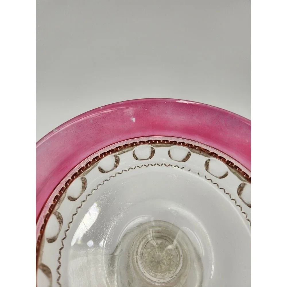 Vintage Kings Crown Thumbprint Compote Pedestal Bowl Candy Dish ruby red flashed
